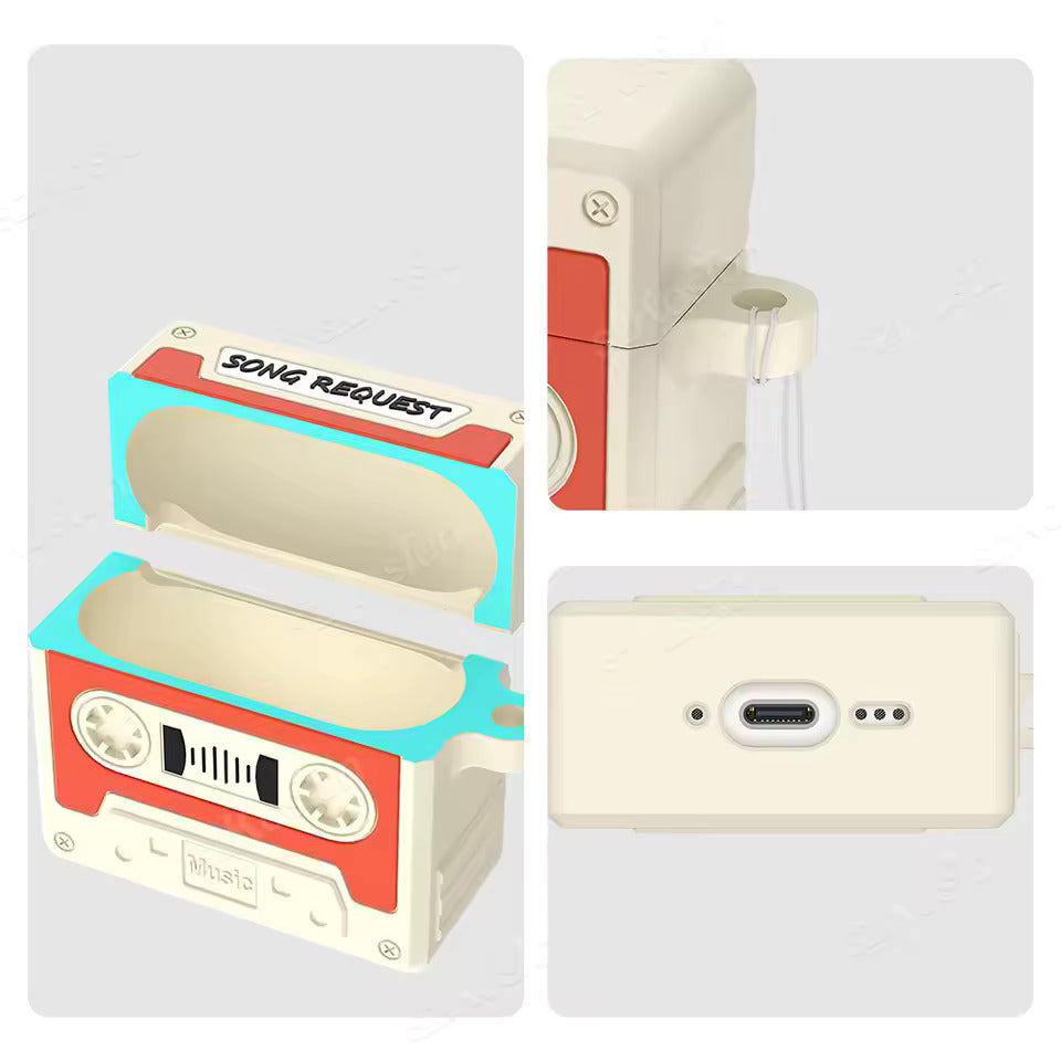 Case AirPods Cassette Beige/Naranja