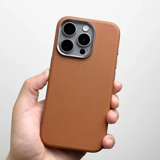 Leather PU Case Brown Business para iPhone