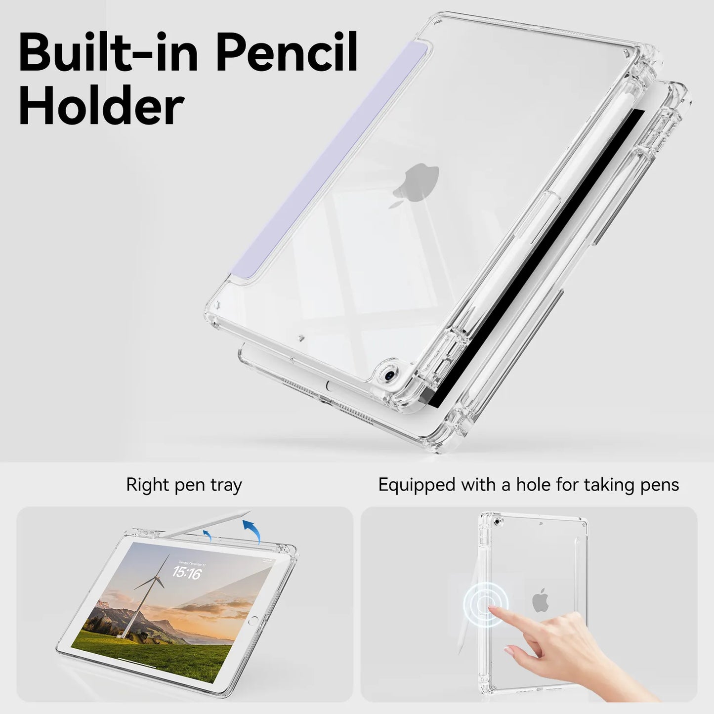 Smart Case Plegable Transparente para iPad 7th/8th/9th Generación