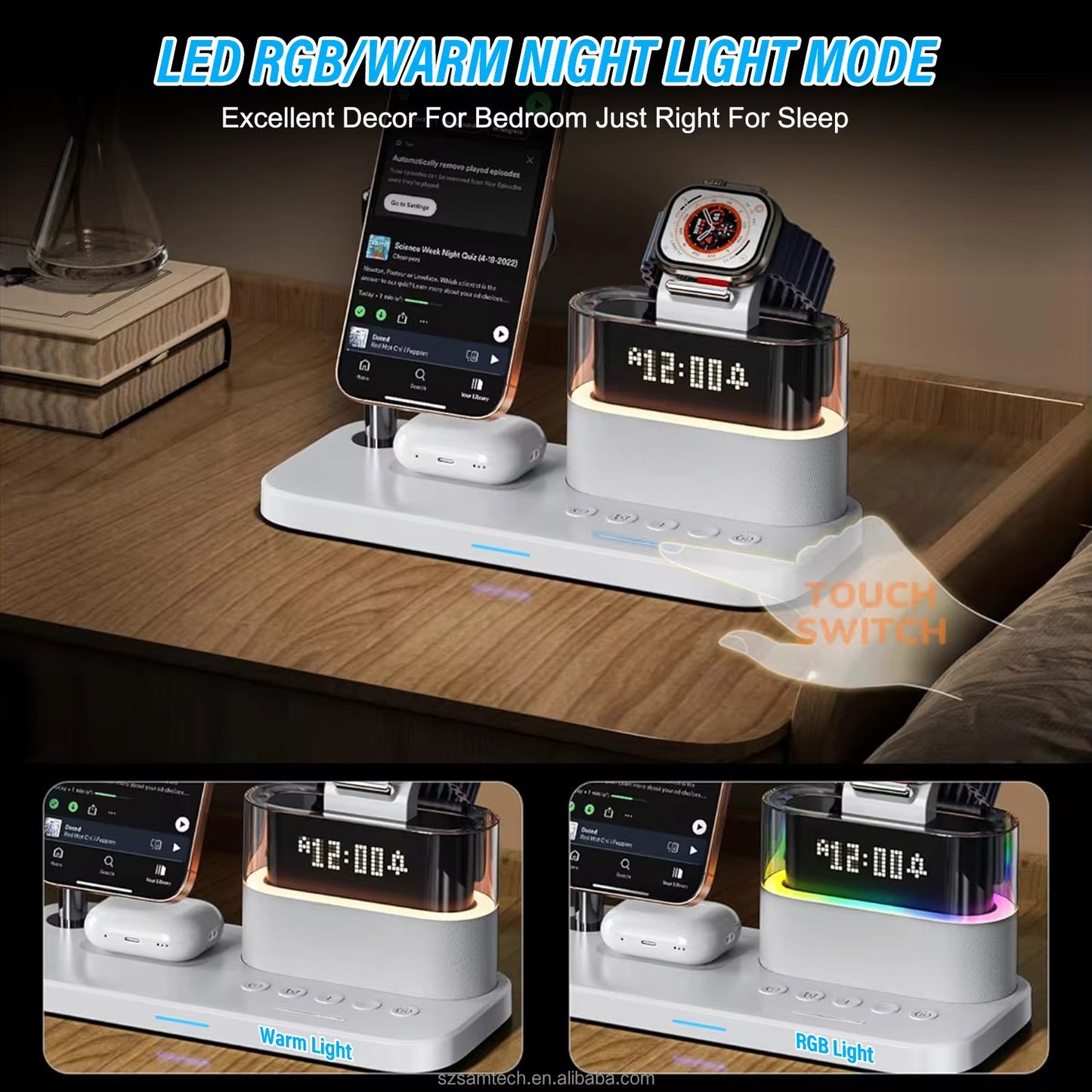 Magnetic Charger & Night Light 3 en 1 (C09 Qi2) White