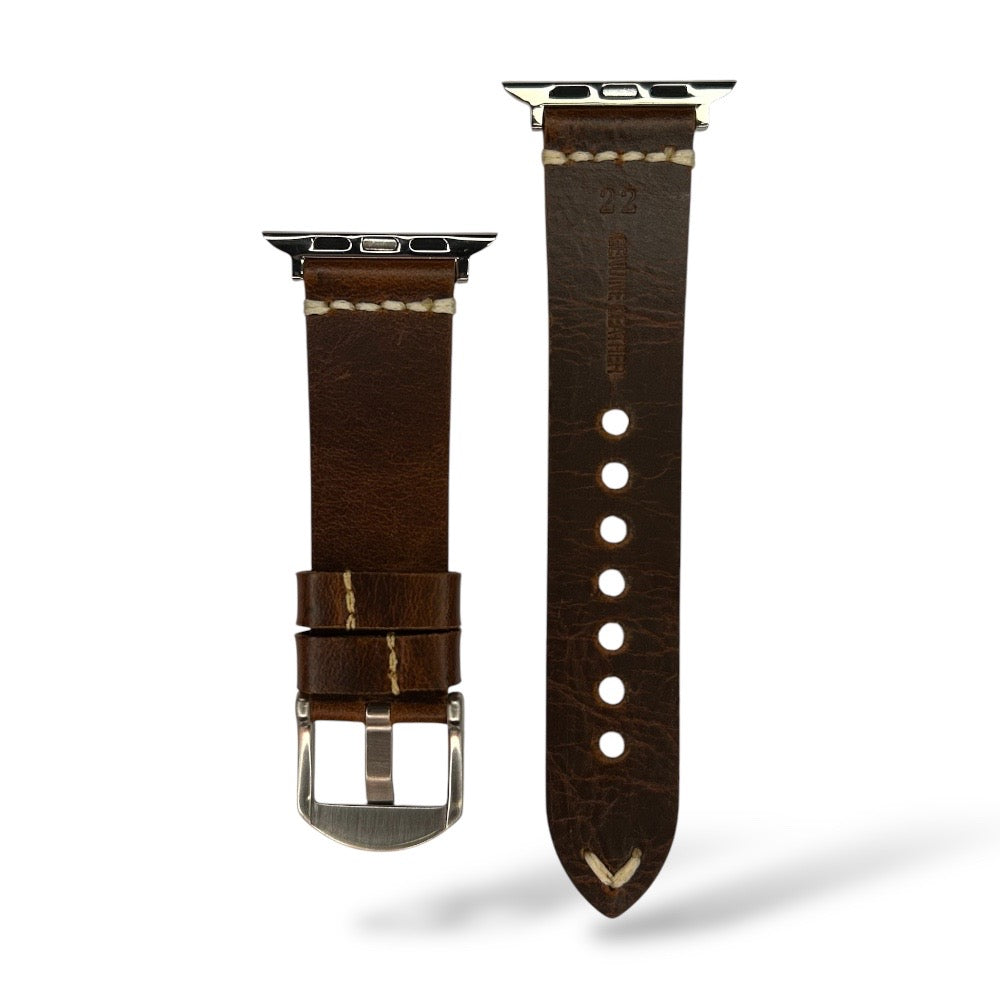 Pulsera Cuero Vintage Hebilla Silver para Apple Watch