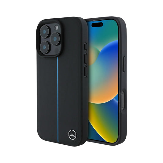 Case iPhone 16 Pro MERCEDEZ-BENZ Cuero Negro con MagSafe