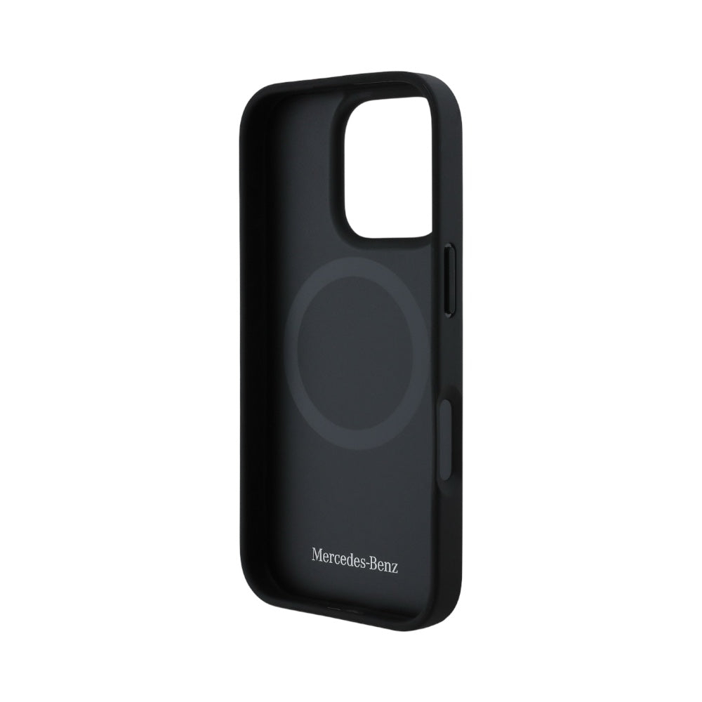 Case iPhone 16 Pro MERCEDEZ-BENZ Cuero Negro con MagSafe