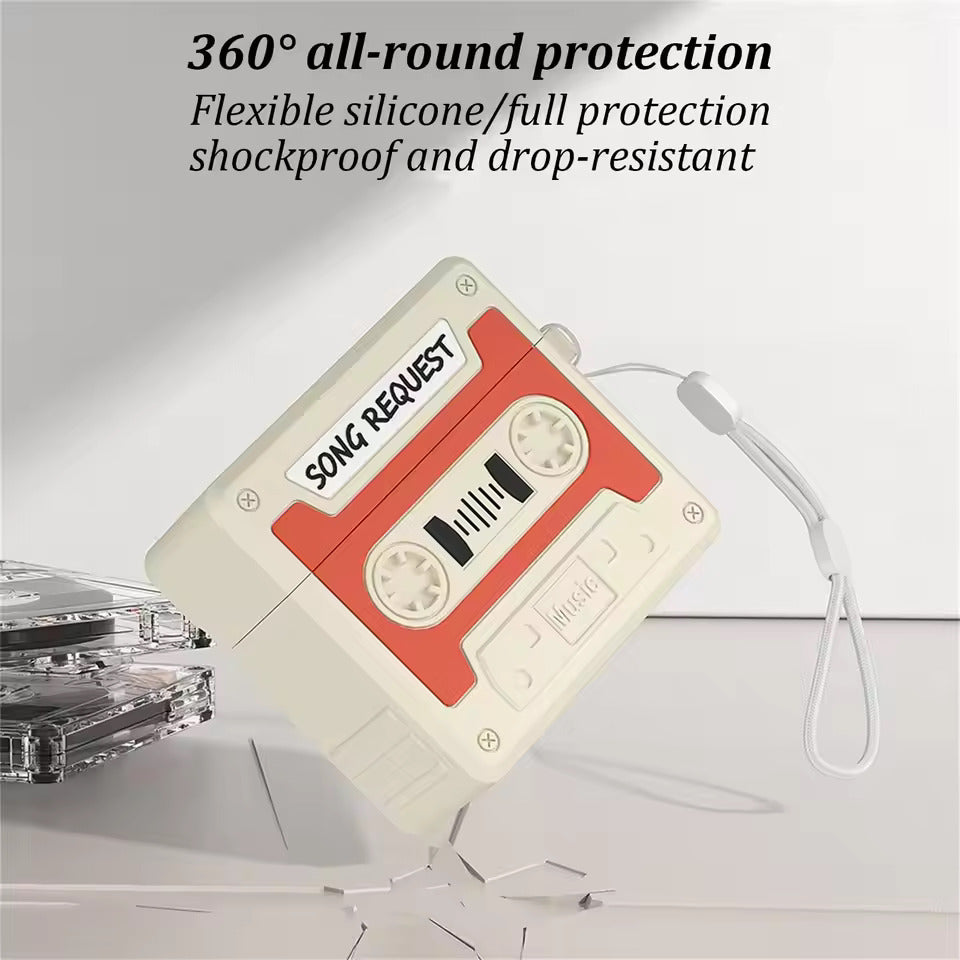 Case AirPods Cassette Beige/Naranja