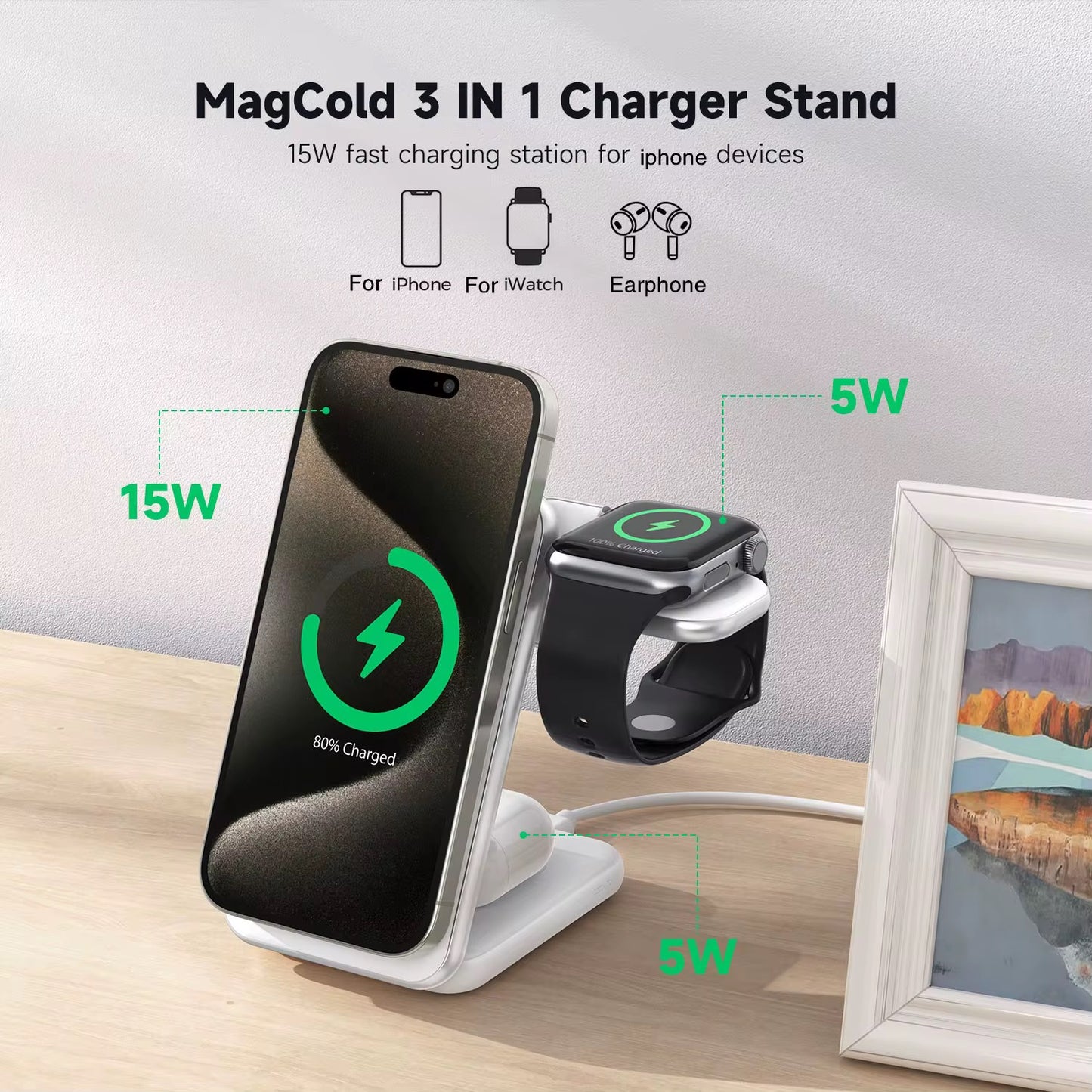 MagCold Charging Magnetic 3 en 1 Qi2 Black