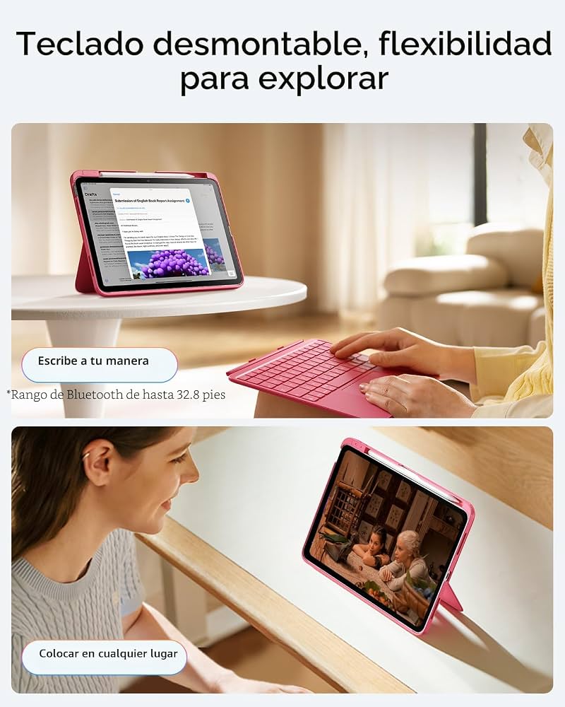 ESR Flex Keyboard Case Pink para iPad 10th/11th (A16)