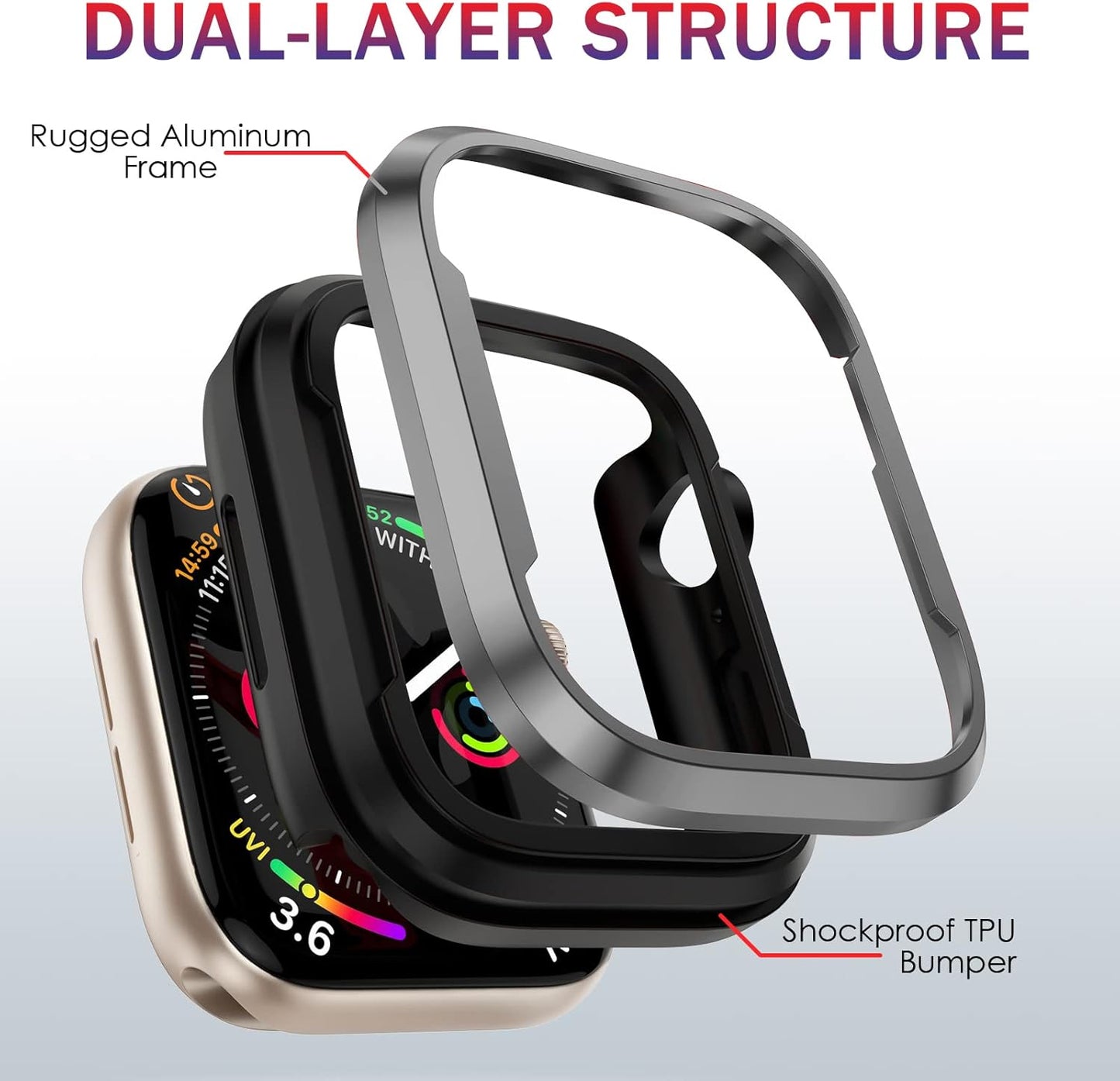 Bumper Metalico Gris/Negro para Apple Watch