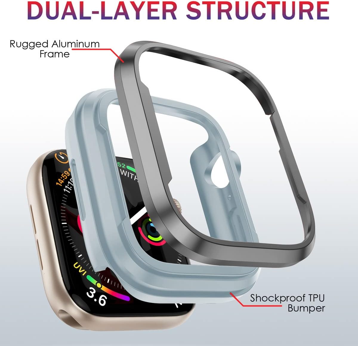 Bumper Metalico Gris/Gris para Apple Watch