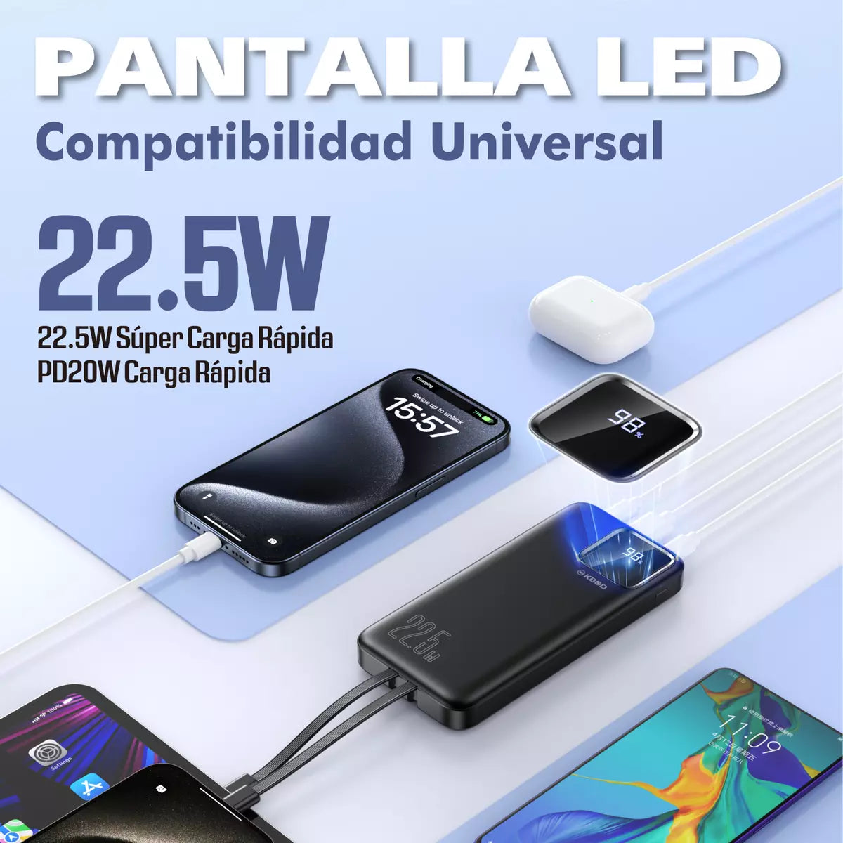 PowerBank MD-12411 KBOD White