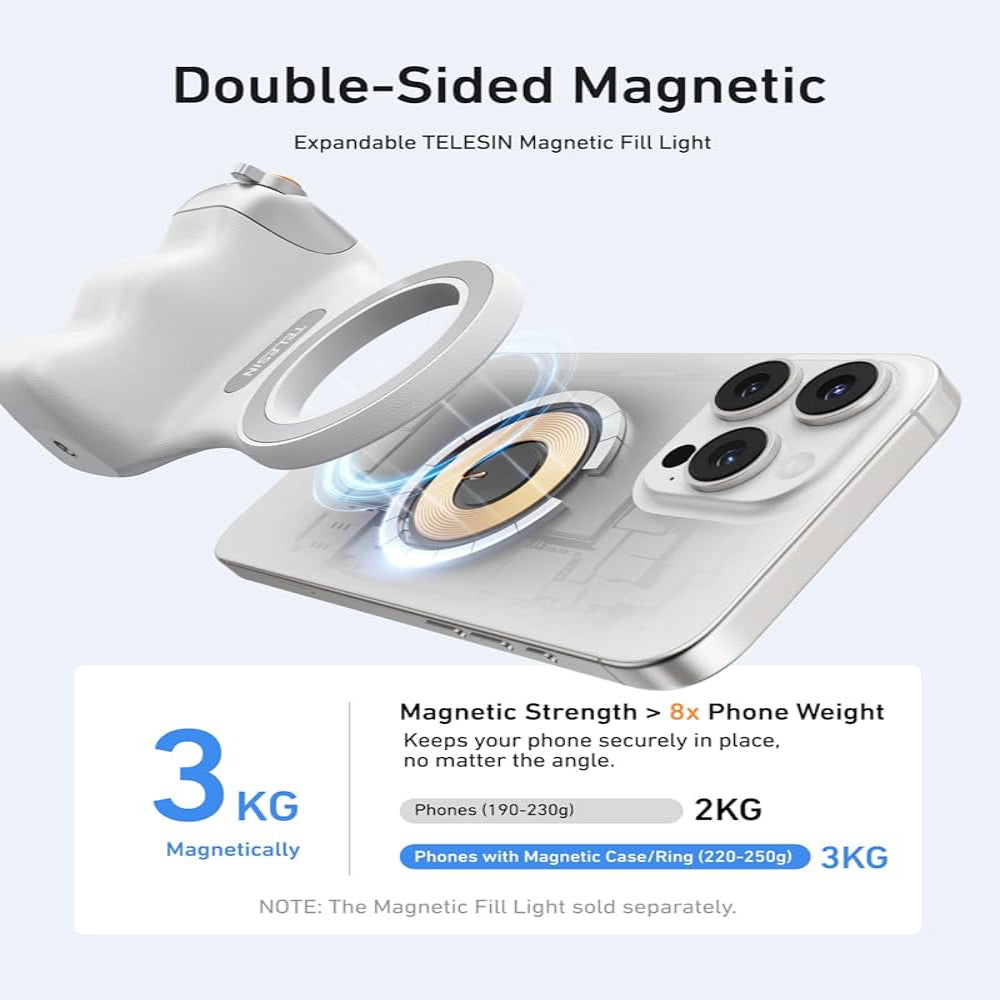 Fun Shot Magnetic Grip + Magnetic Selfie Ring Light TELESIN