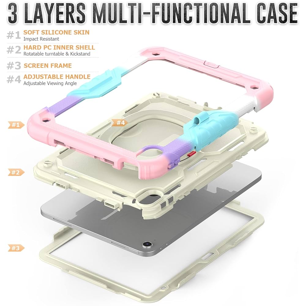 Case Kids Armor Rainbow Pink para iPad