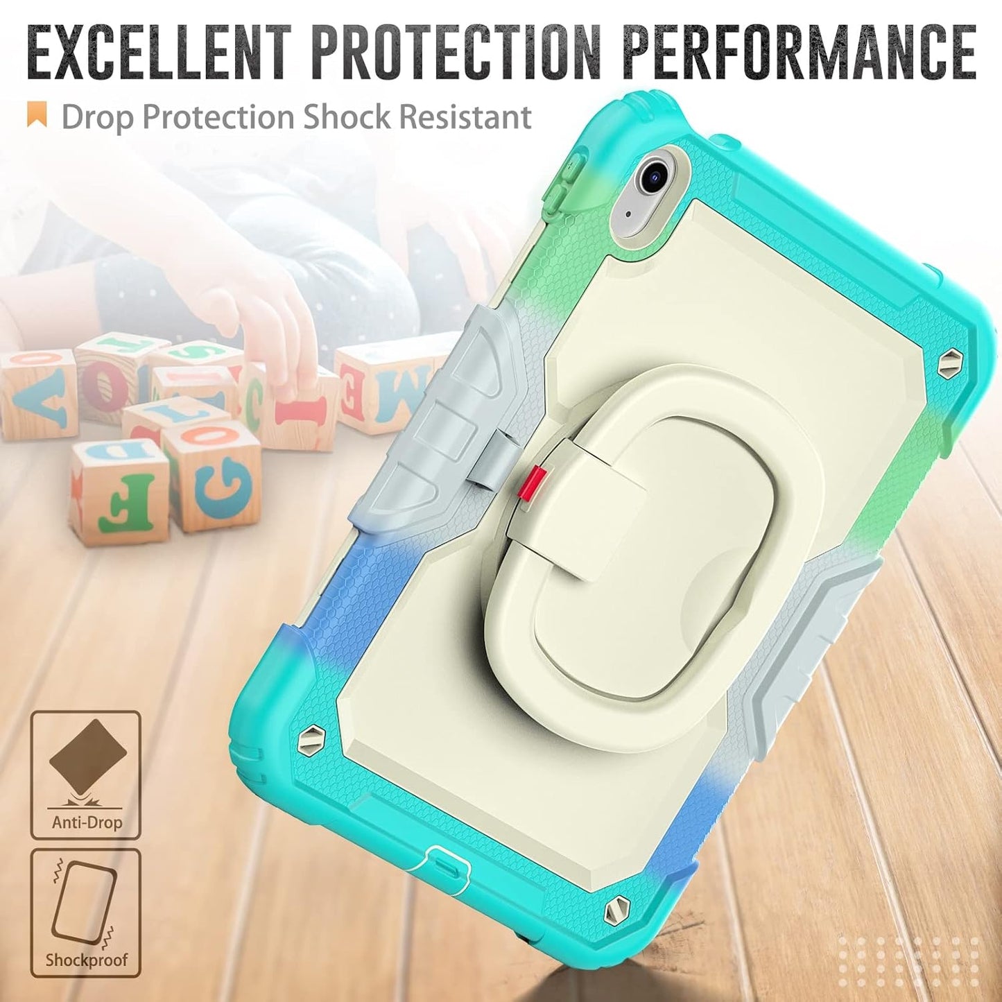 Case Kids Armor White/Aqua para iPad