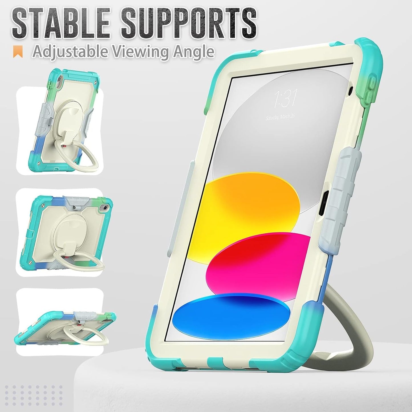 Case Kids Armor White/Aqua para iPad