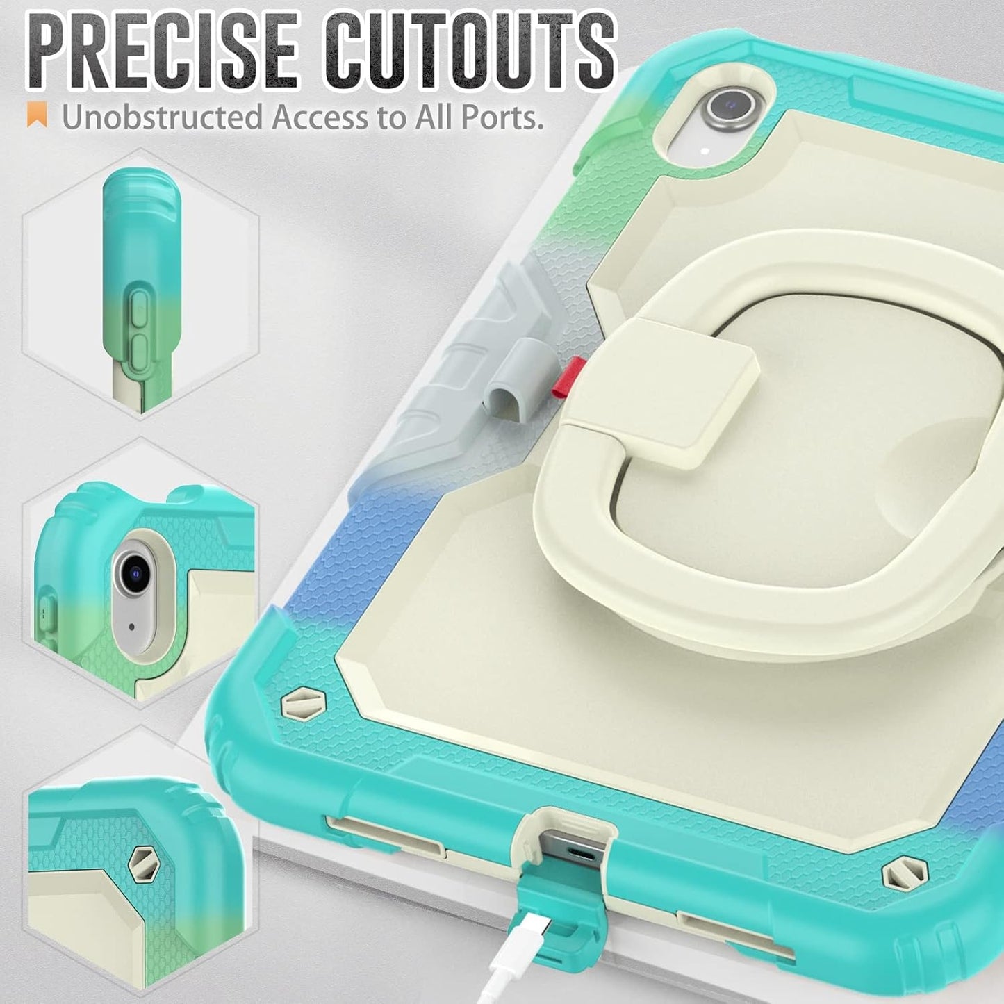 Case Kids Armor White/Aqua para iPad