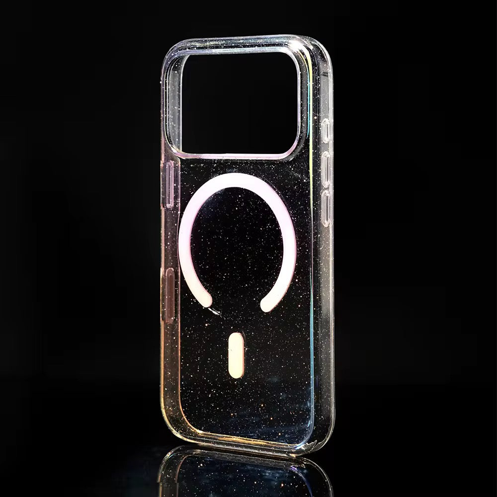 Case iPhone Glitter Rainbow Clear