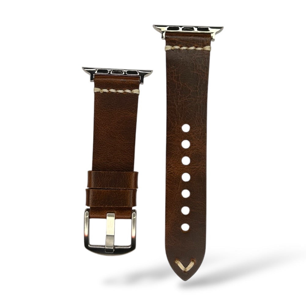 Pulsera Cuero Vintage Hebilla Silver para Apple Watch