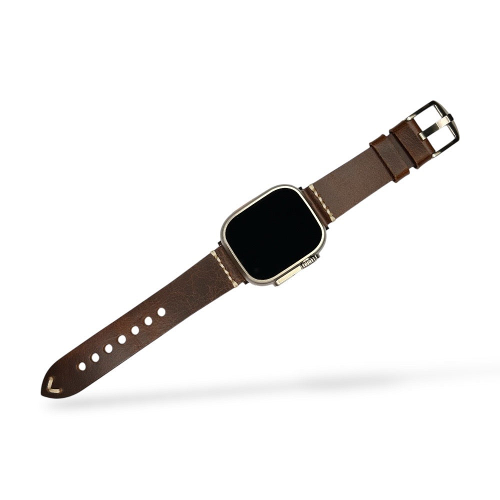 Pulsera Cuero Vintage Hebilla Silver para Apple Watch