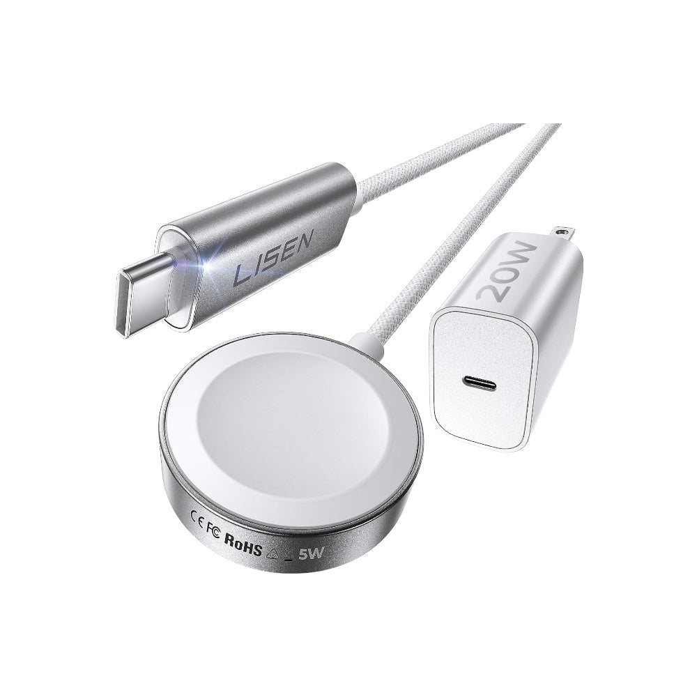 Cargador Apple Watch USB C + Cubo 20w LISEN